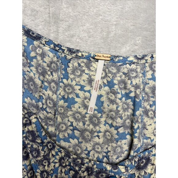 Free People Lace Up Minidress Size XS Boho Cottage Whimsy Floral Peasant Croquet - Picture 3 of 8